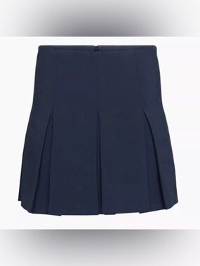 Aritzia Navy Pleated A-Line Mini Skirt
